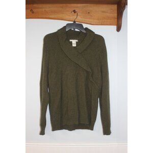 Sarah Spencer Womens Olive Green Wool Blend Wrap Sweater 2X